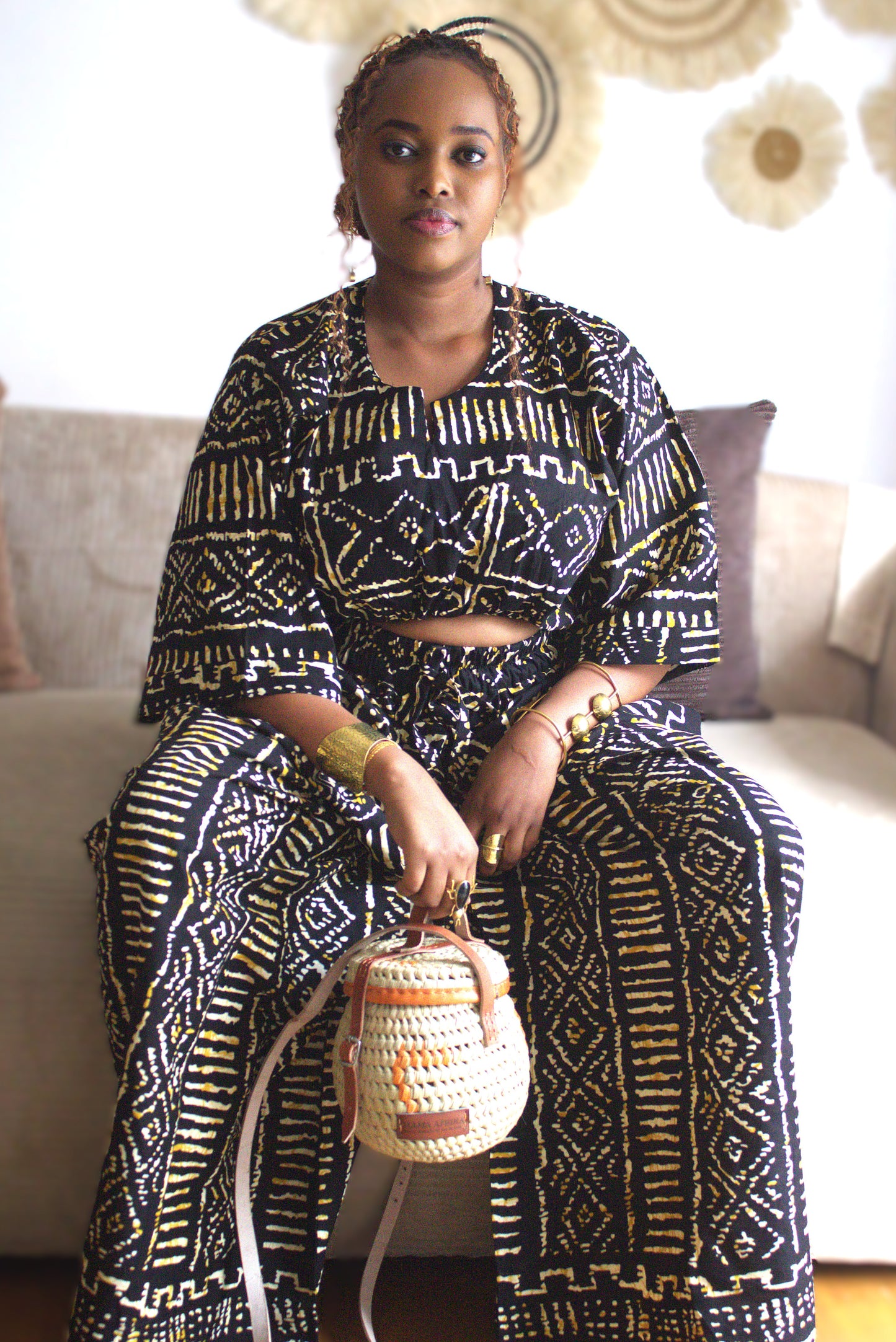 Onyx & Gold Bogolan Two-Piece Set