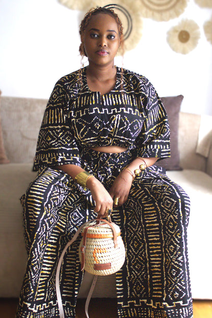 Onyx & Gold Bogolan Two-Piece Set