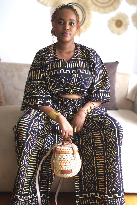 Onyx & Gold Bogolan Two-Piece Set