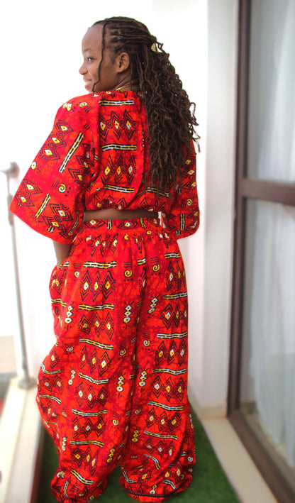 Scarlet Ankara Two-Piece Set