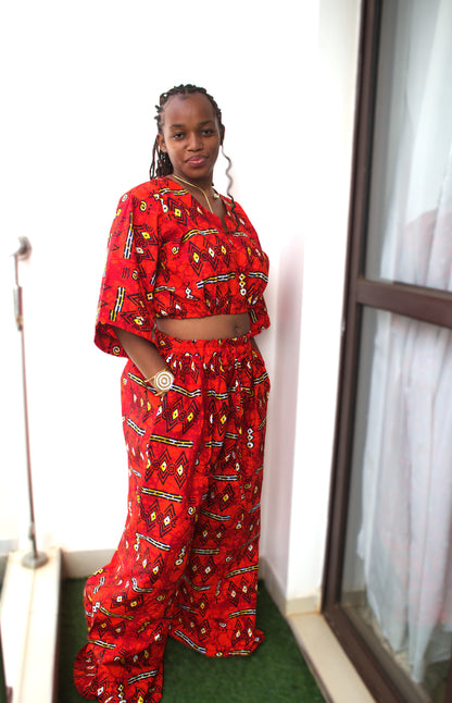 Scarlet Ankara Two-Piece Set