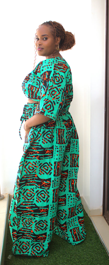 Emerald Kente Two-Piece Set
