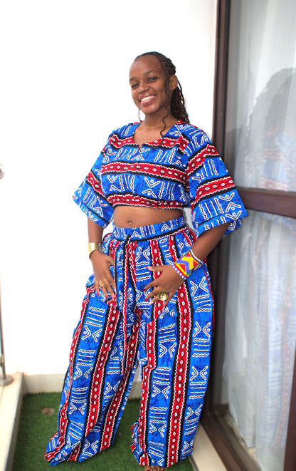 Azure Adinkra Two-Piece Set
