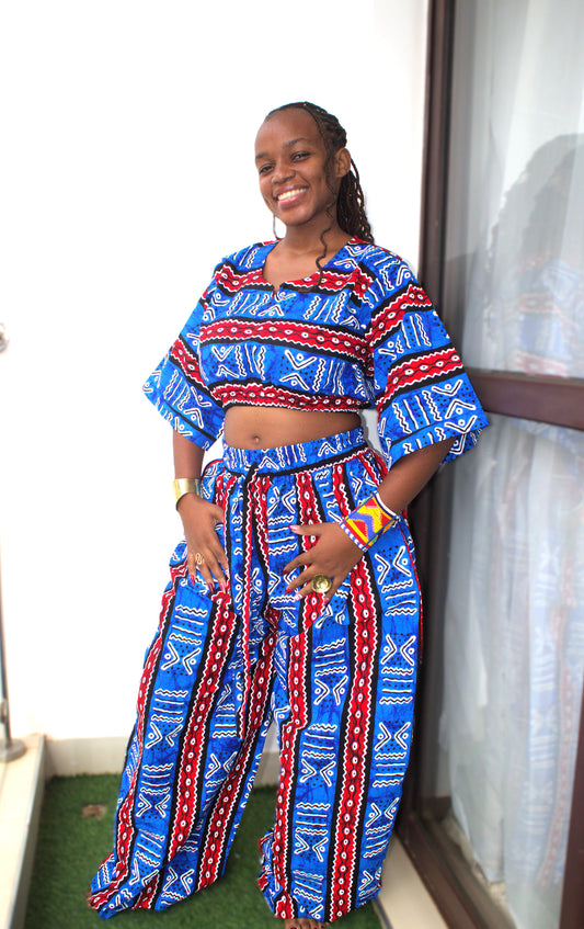 Azure Adinkra Two-Piece Set