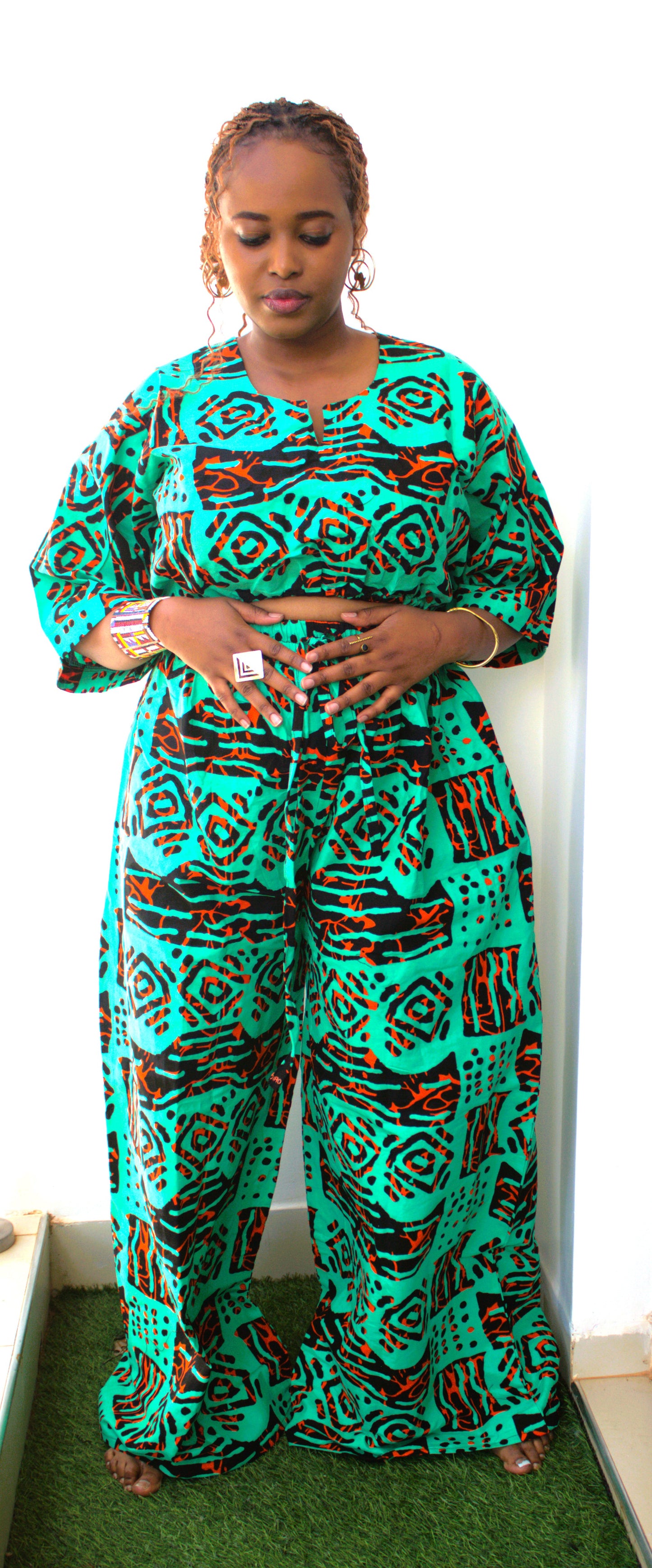 Emerald Kente Two-Piece Set