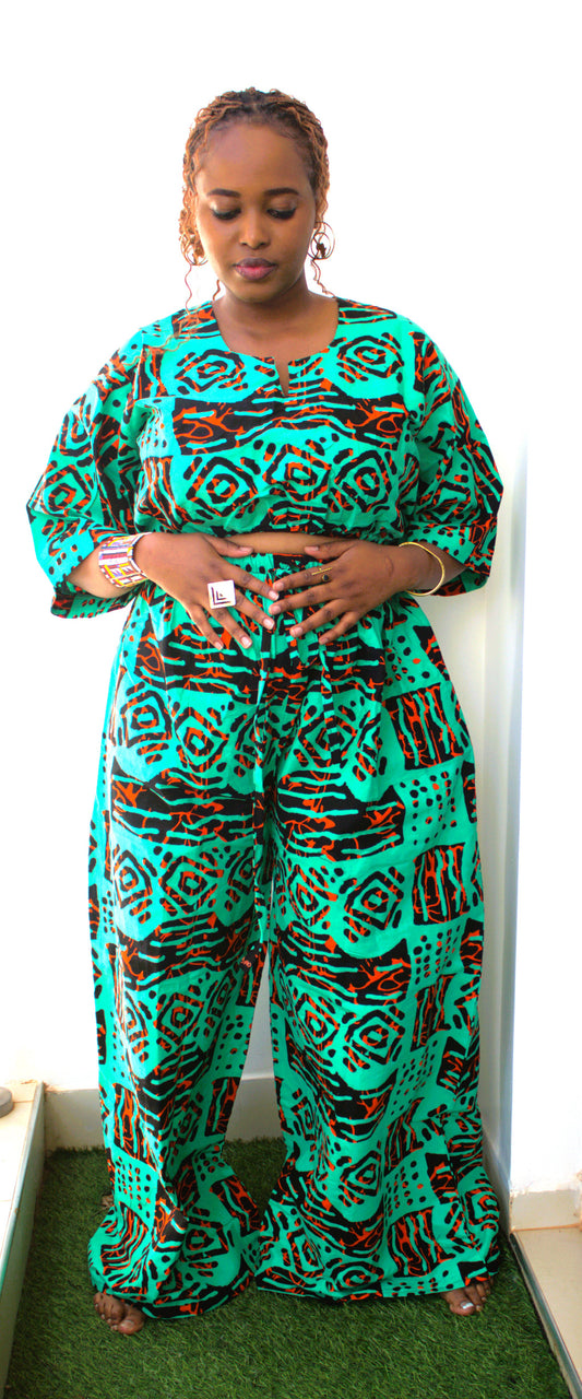 Emerald Kente Two-Piece Set