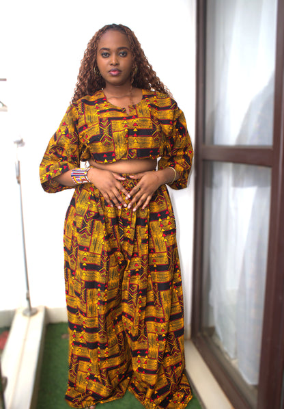 Ochre Lattice Two-Piece Set