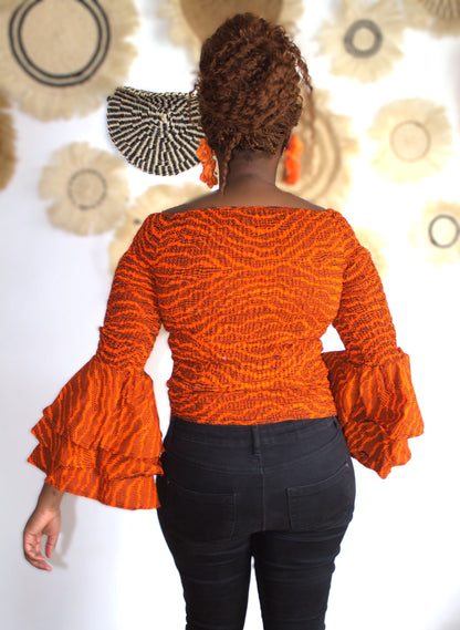 Zora Tiered-Sleeve Ankara Top
