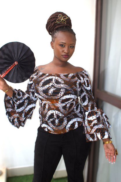 Nia Off-the-Shoulder Bell-Sleeve Top