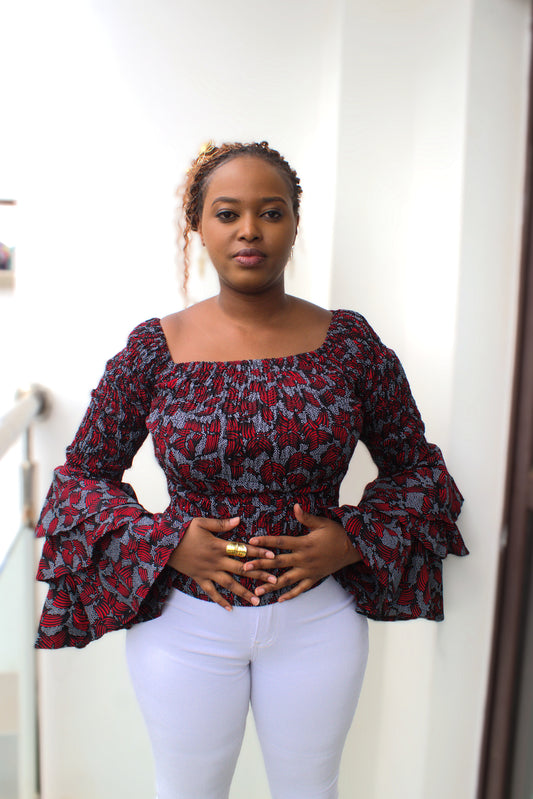 Amara Tiered Bell-Sleeve Top