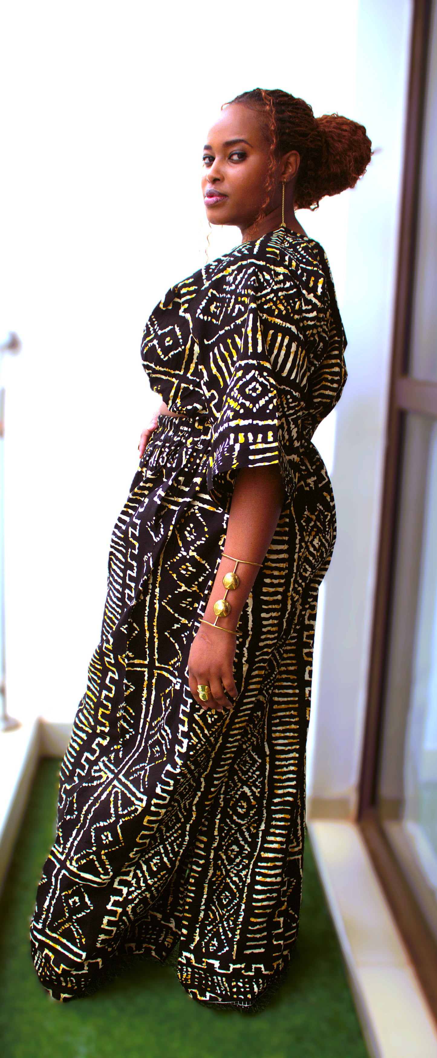 Onyx & Gold Bogolan Two-Piece Set