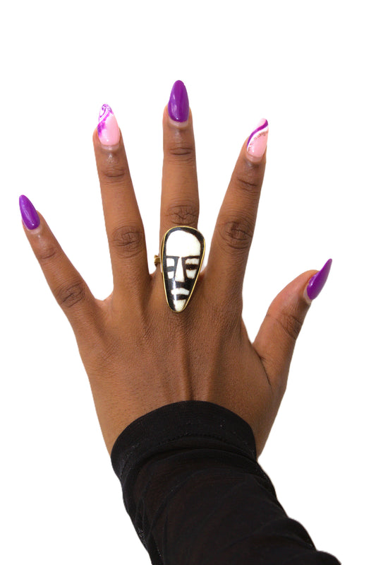 Artisanal Batik Bone Mask Ring