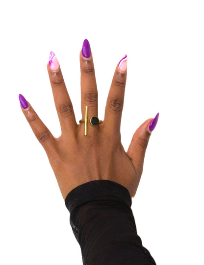 Twisted Pillar & Stone Open Wrap Ring