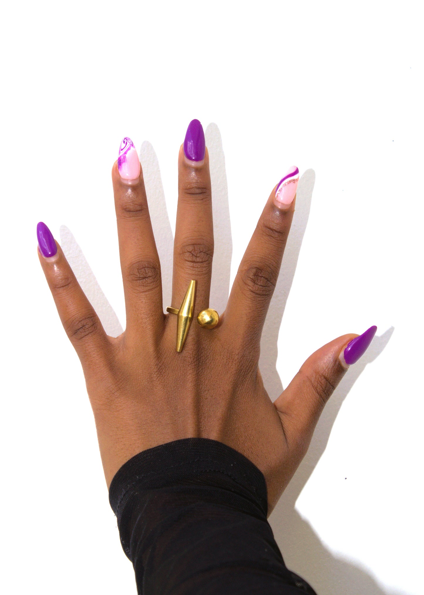 Spike and Sphere Open Wrap Ring