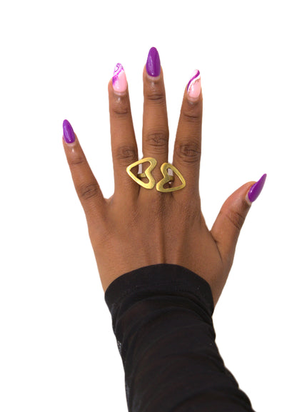 Double Heart Open-Frame Ring