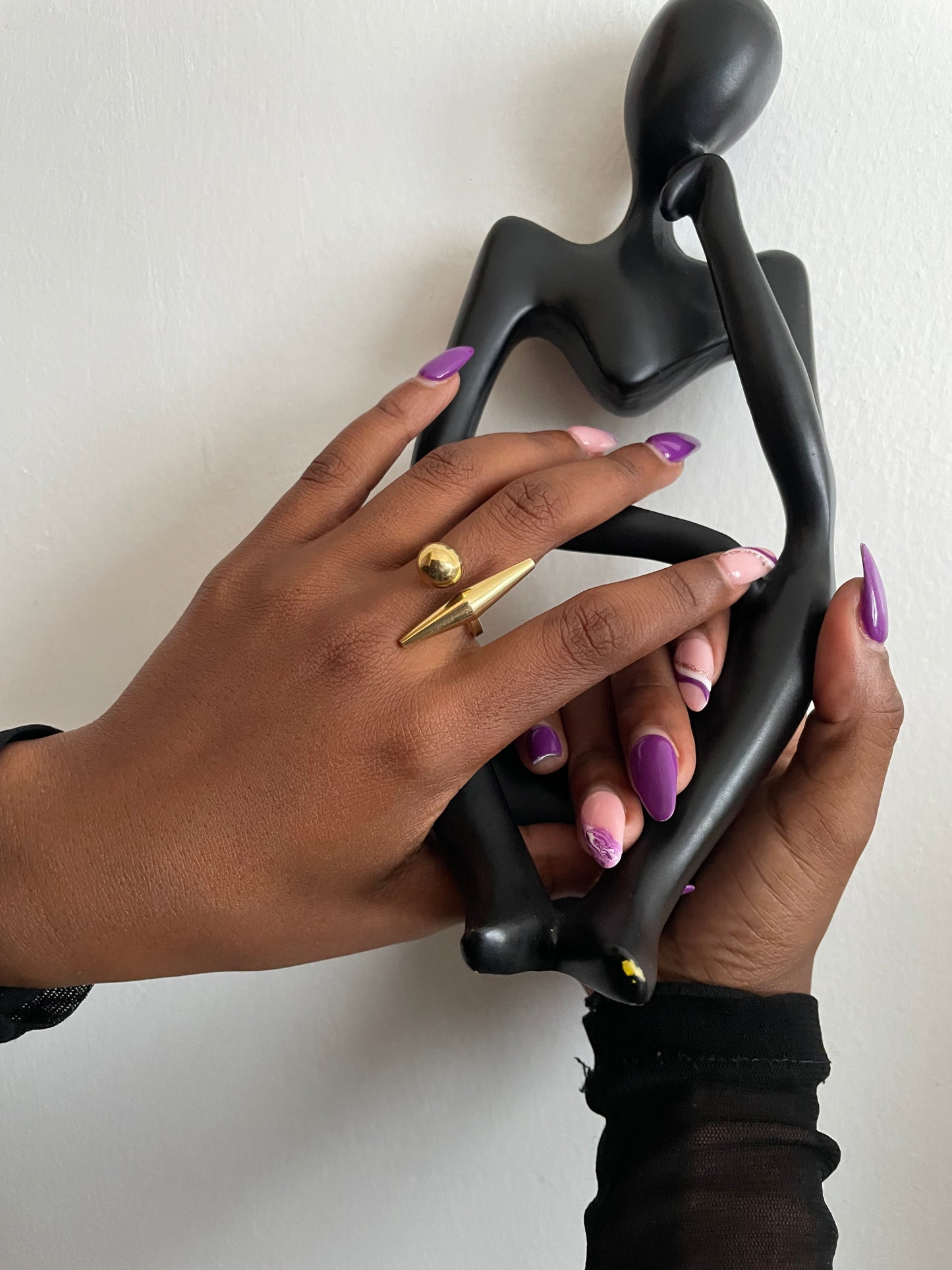 Spike and Sphere Open Wrap Ring
