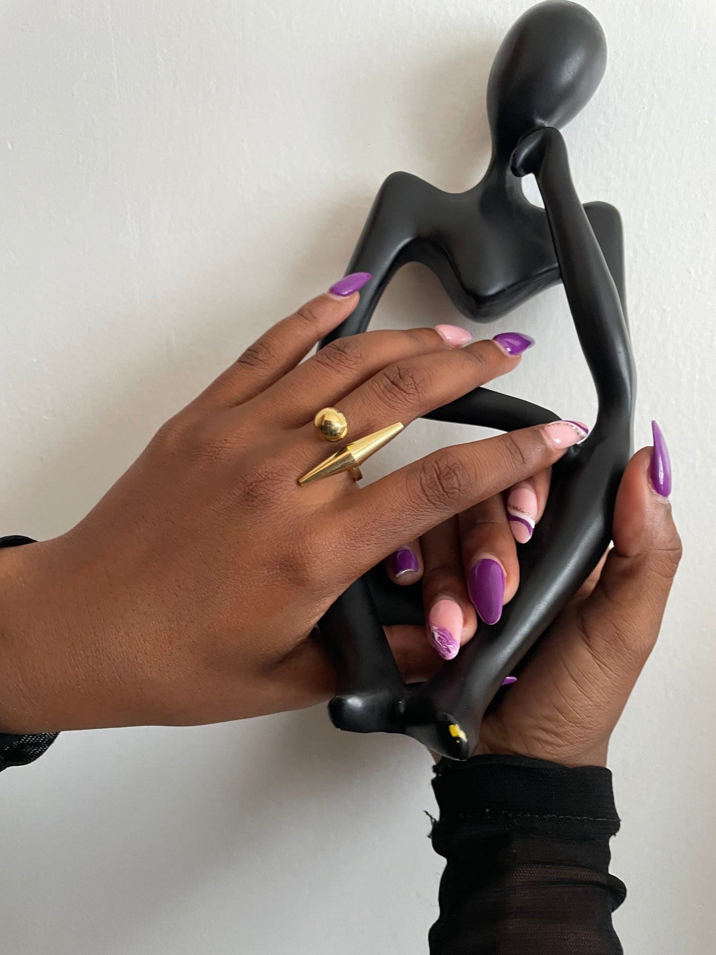 Spike and Sphere Open Wrap Ring