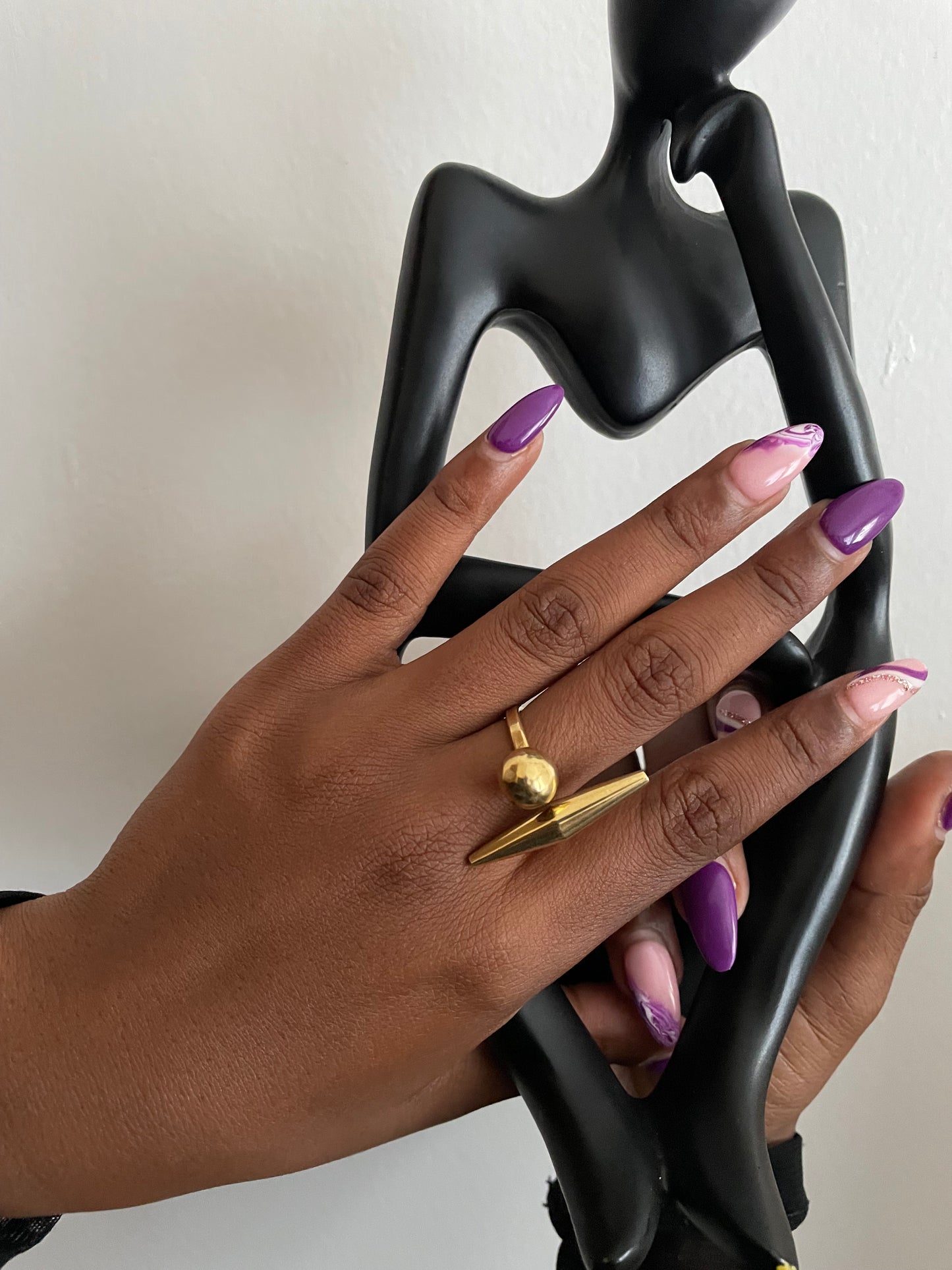 Spike and Sphere Open Wrap Ring