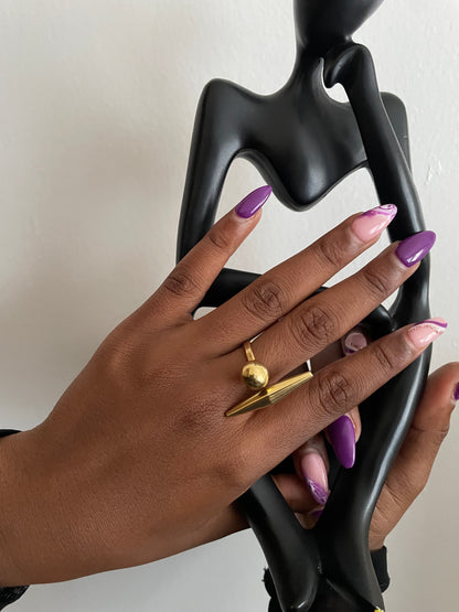 Spike and Sphere Open Wrap Ring