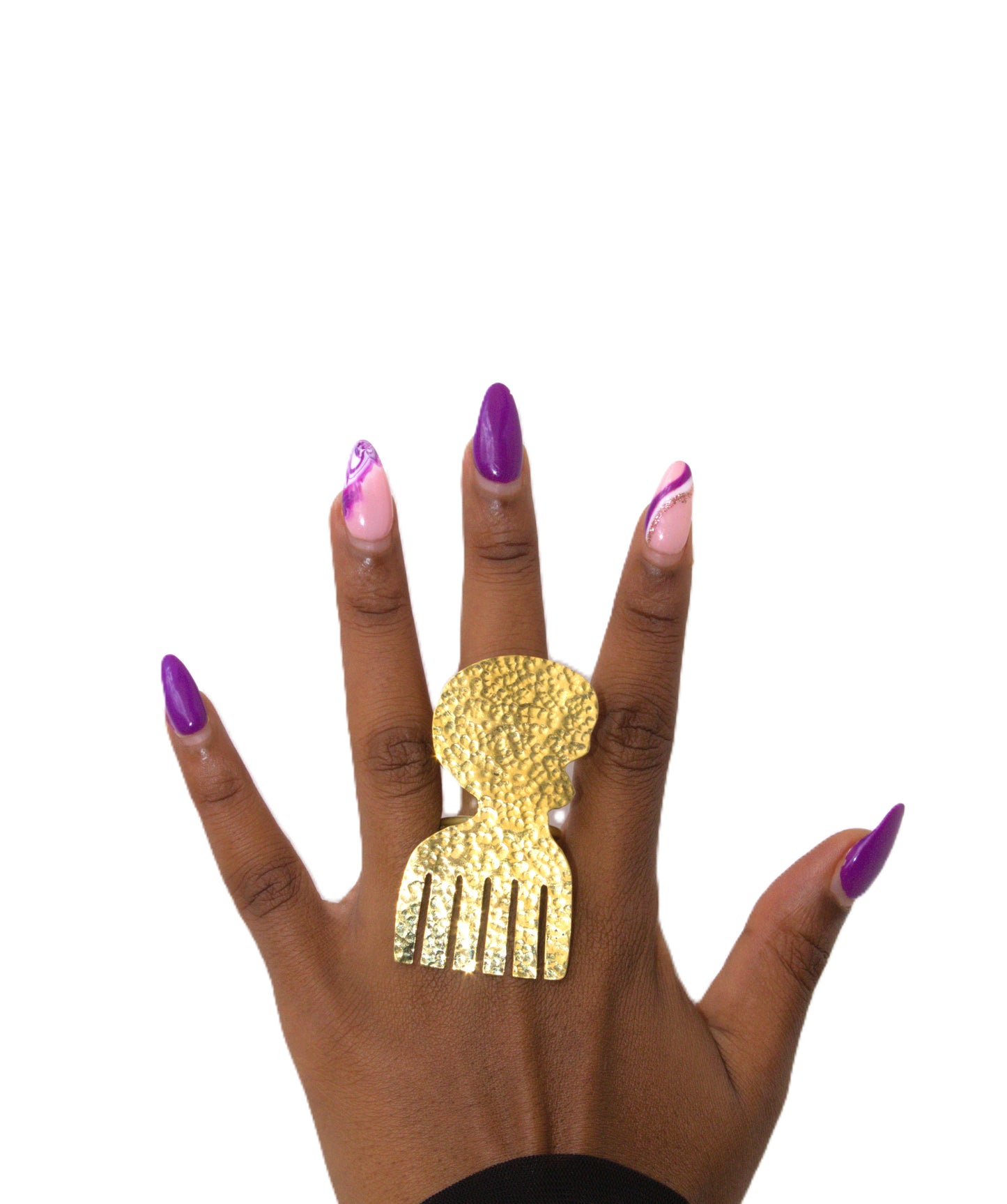 Afro Pick Silhouette Statement Ring