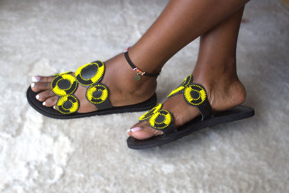 Maasai Beaded Ring Slide Sandals