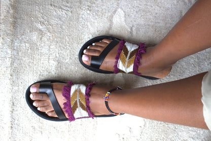 Maasai Beaded Platform Fringe Slides