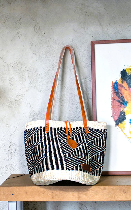 Monochrome Mosaic Sisal Bag
