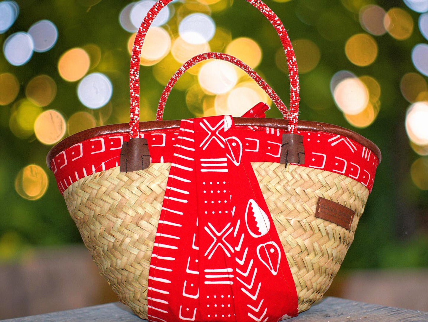 Crimson Bogolan Beaded Bag